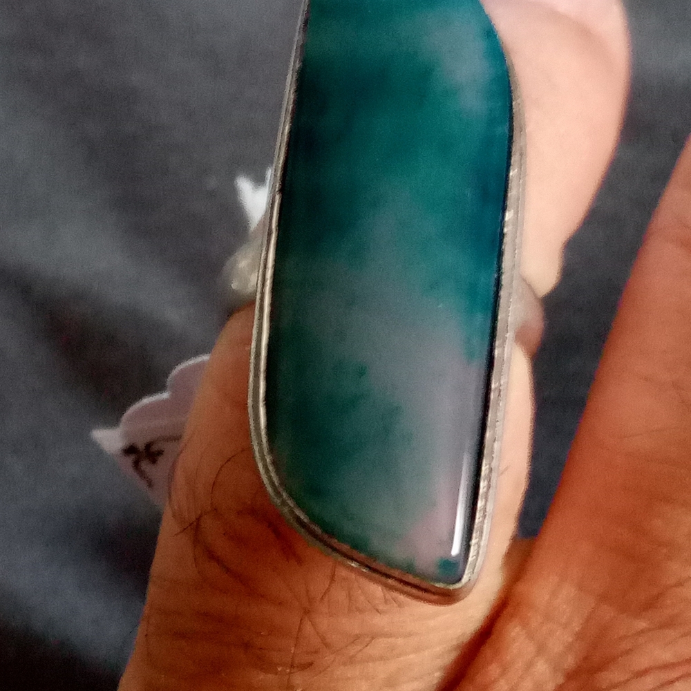 Teal And Silver Statement Ring - image 1